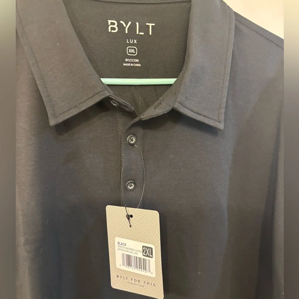 BYLT Basics Black LUX Long Sleeve Polo - Picture 2 of 5